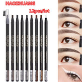12PCS Waterproof White Eyebrow Pencil Set - Long-Lasting, Natural Eye Makeup for Perfectly Defined Brows - 03
